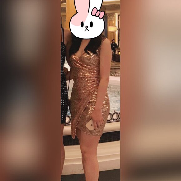 Shein Rose Gold Sequin Dress Size XS/S - Picture 4 of 4
